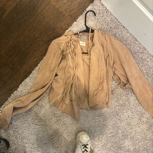 Camel fringe jacket pants store small